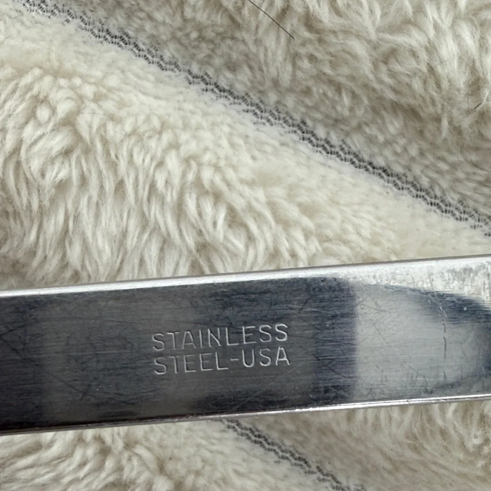 Vtg Stainless Steel Square Turner Spatula with White Floral Handle